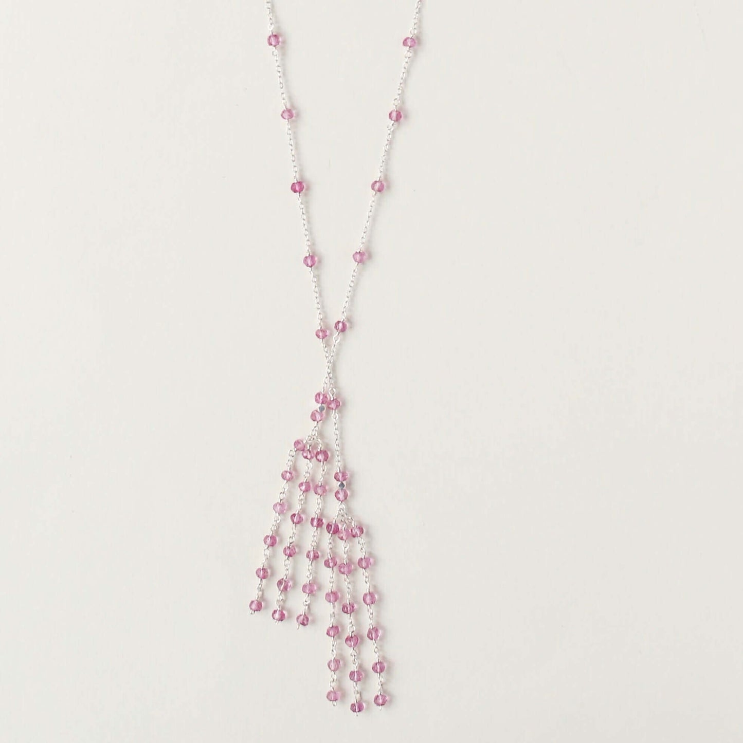 Gold Ballet Lariat Necklace in Pink Tourmaline