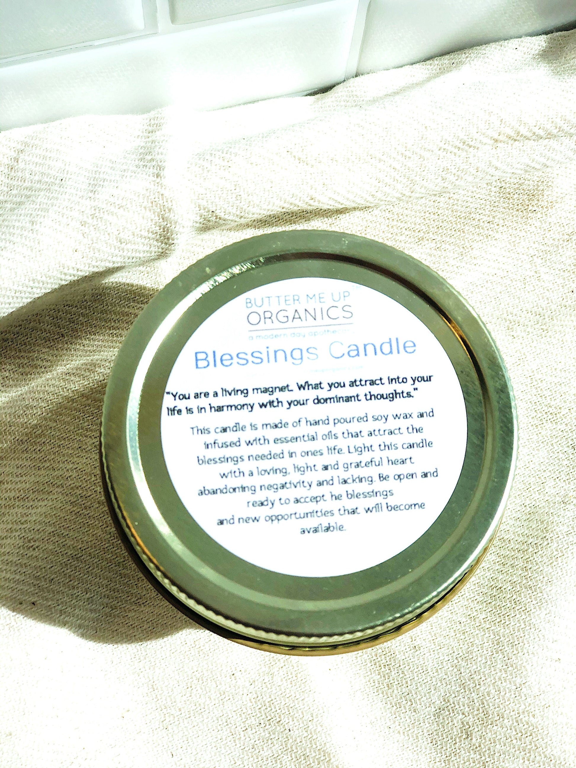 Blessings Candle / Intention Candle / Good Luck / Soy Handpoured Candle/ Candle with Crystals / Botanical Candle / Essential Oil Candle - Concordia Style Boutique