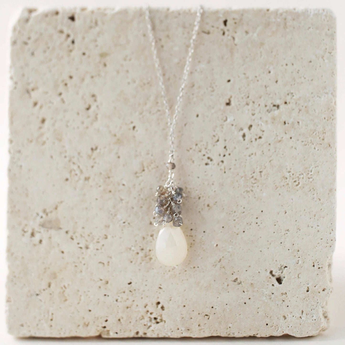 White Chalcedony Cluster Necklace