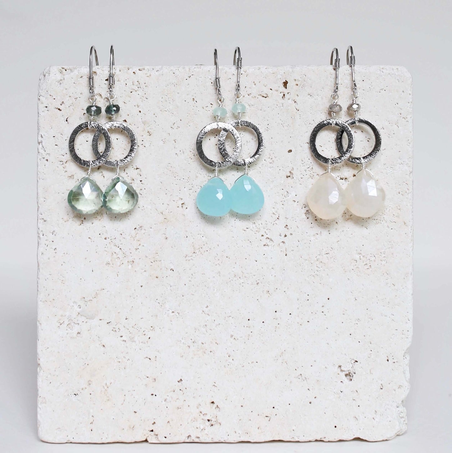 The Airie Earring - Green Amethyst Silver