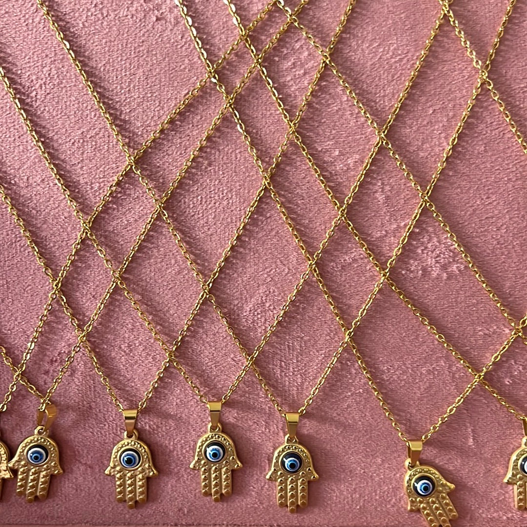 Hamsa Hand charm with Evil eye necklace - Concordia Style Boutique