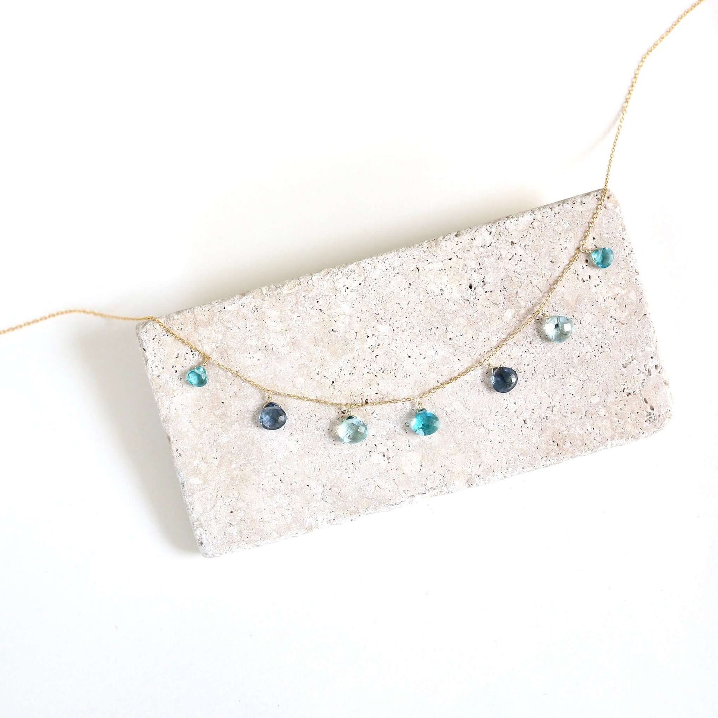 Blue Gemstone Silver Sparkler Necklace