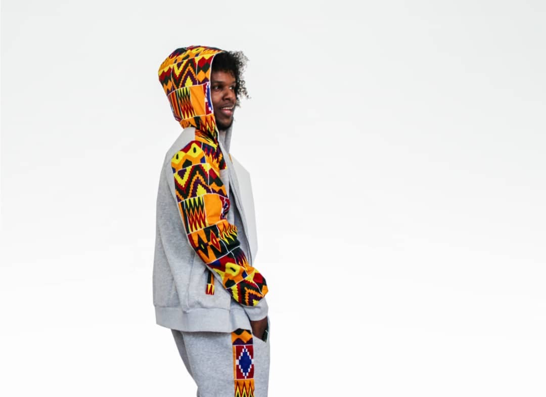 Grey Hoodie- Unisex | Kente gold - Concordia Style Boutique
