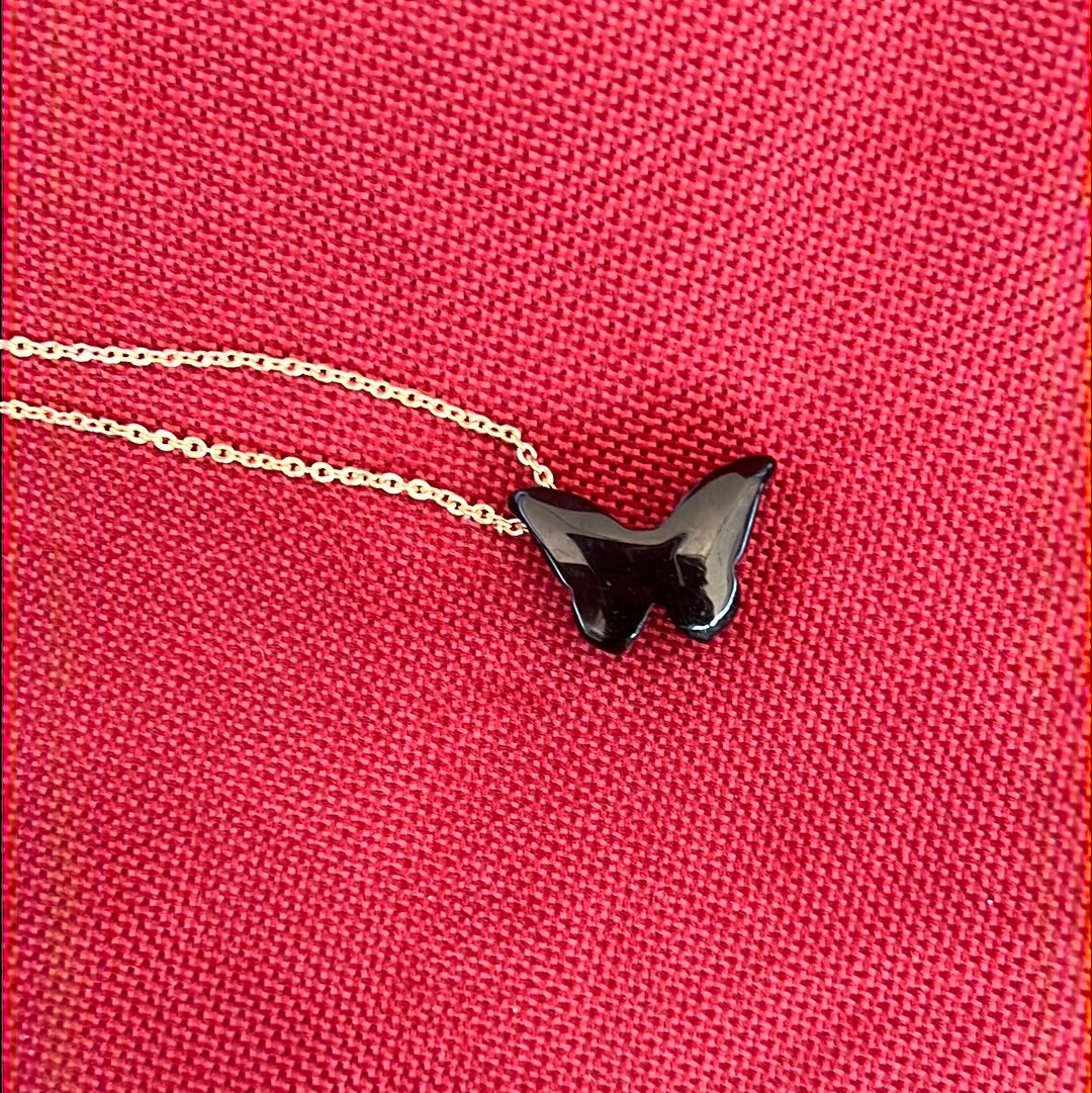 Butterfly Crystal necklace - Elegant Gold gemstone necklace - Concordia Style Boutique