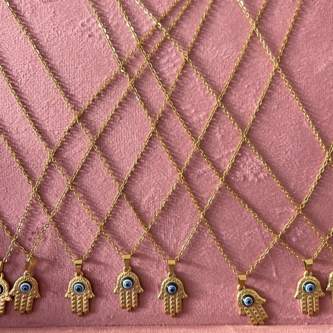 Hamsa Hand charm with Evil eye necklace - Concordia Style Boutique