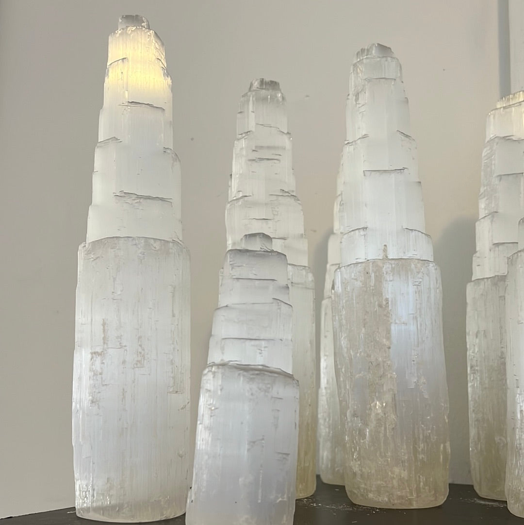 Tall Selenite tower crystal - Selenite Skycraper -12 inches - Concordia Style Boutique