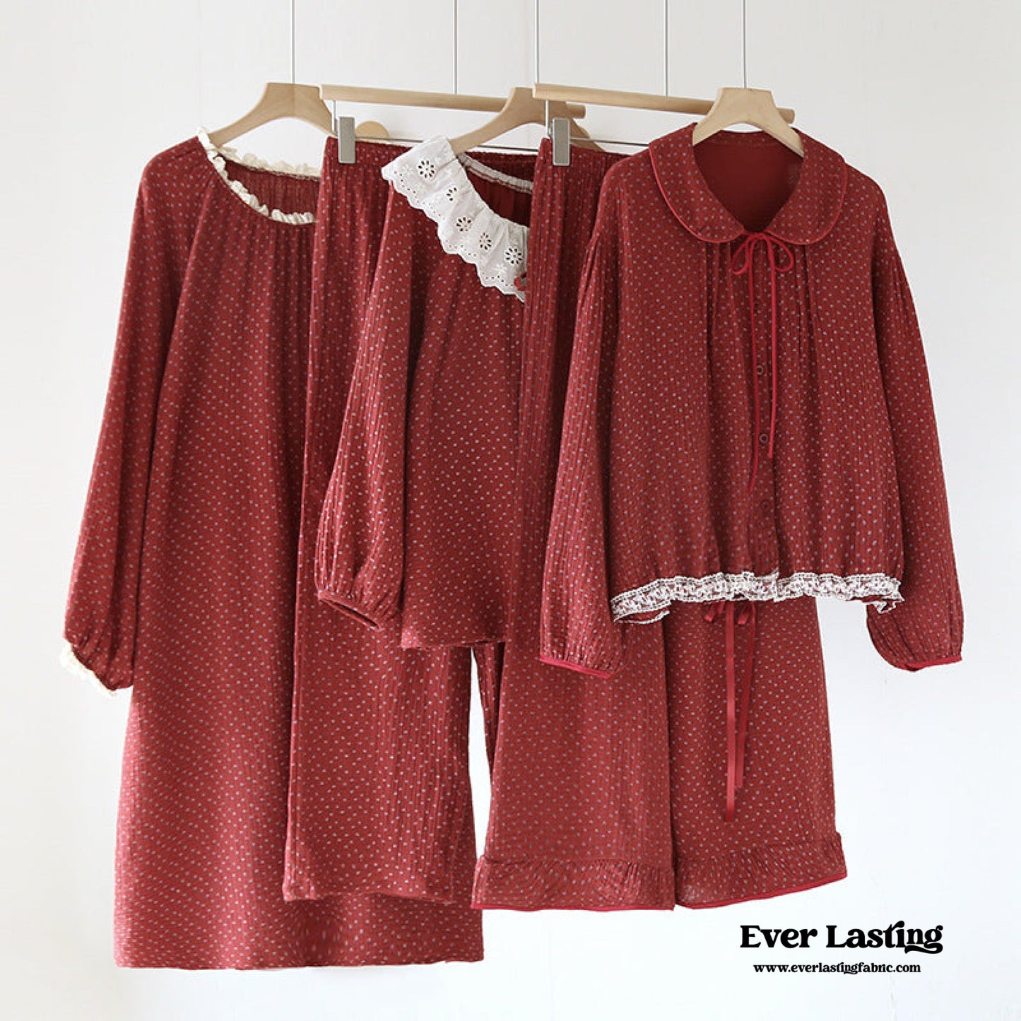 Ivy Red Floral Ruffled Pajama Set / Dress