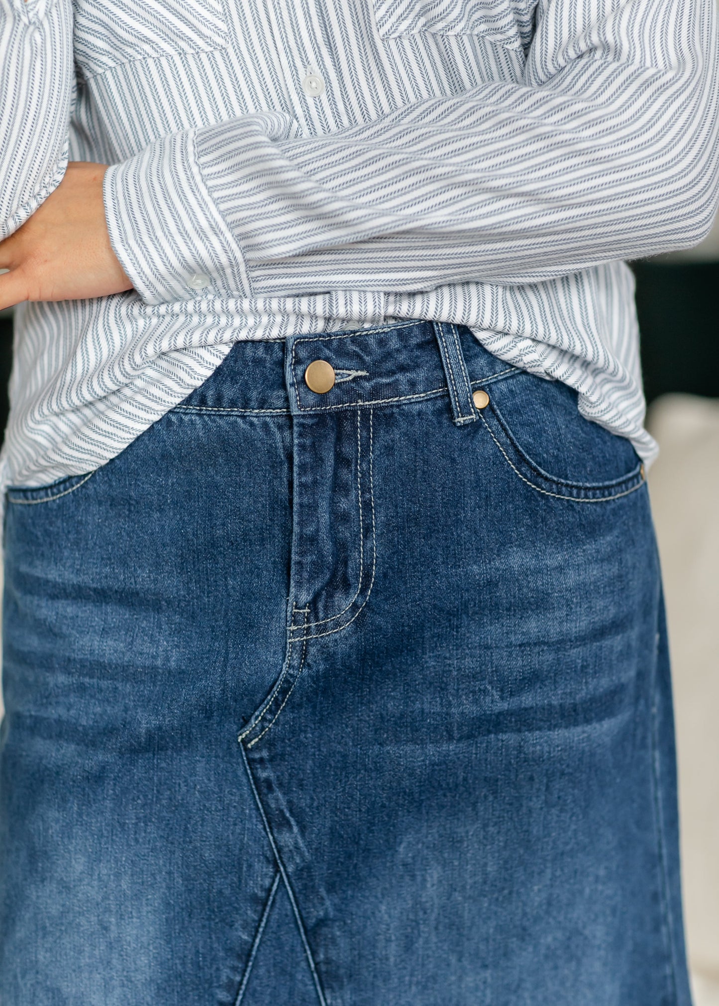 Jennifer A-Line Long Denim Skirt - Concordia Style Boutique