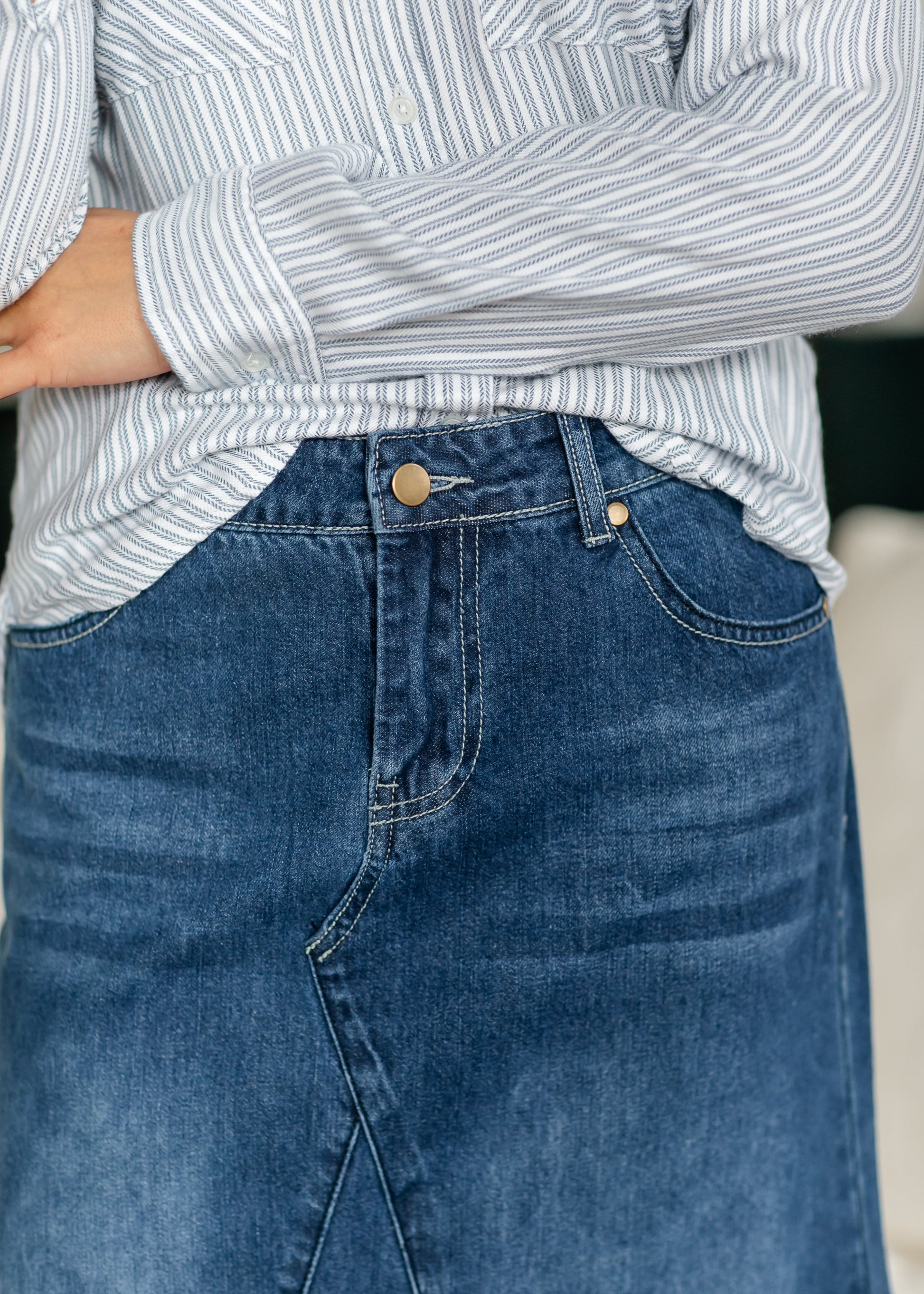 Jennifer A-Line Long Denim Skirt - Concordia Style Boutique