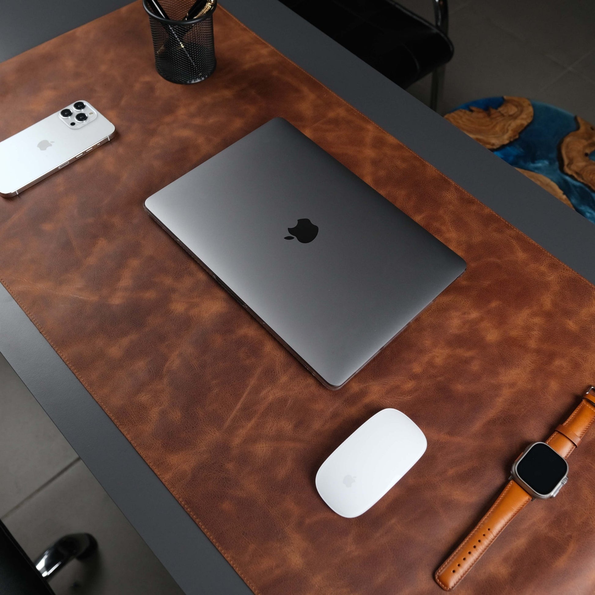Jersey Antic Tan Leather Desk Pad for Office and Home - Concordia Style Boutique