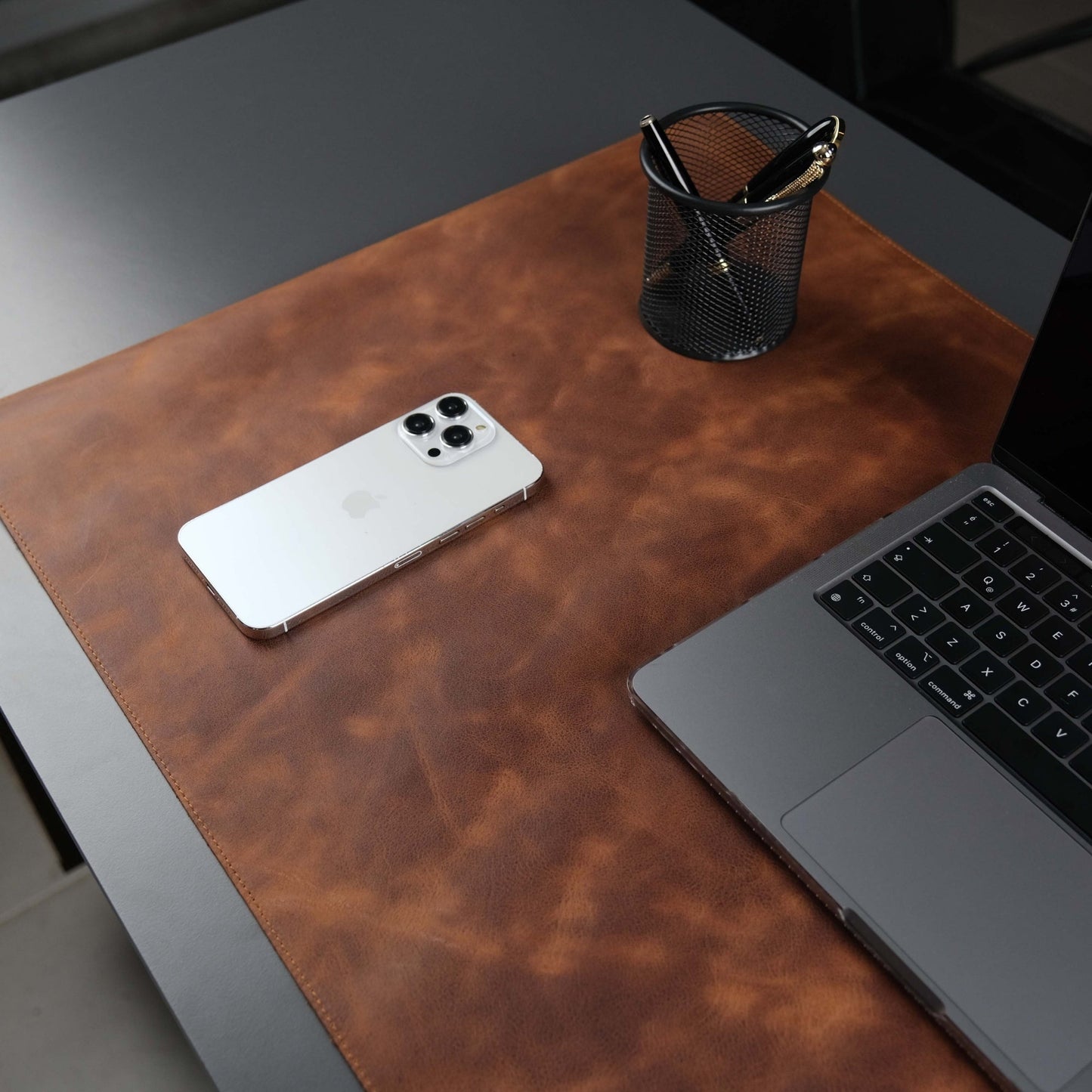 Jersey Antic Tan Leather Desk Pad for Office and Home - Concordia Style Boutique
