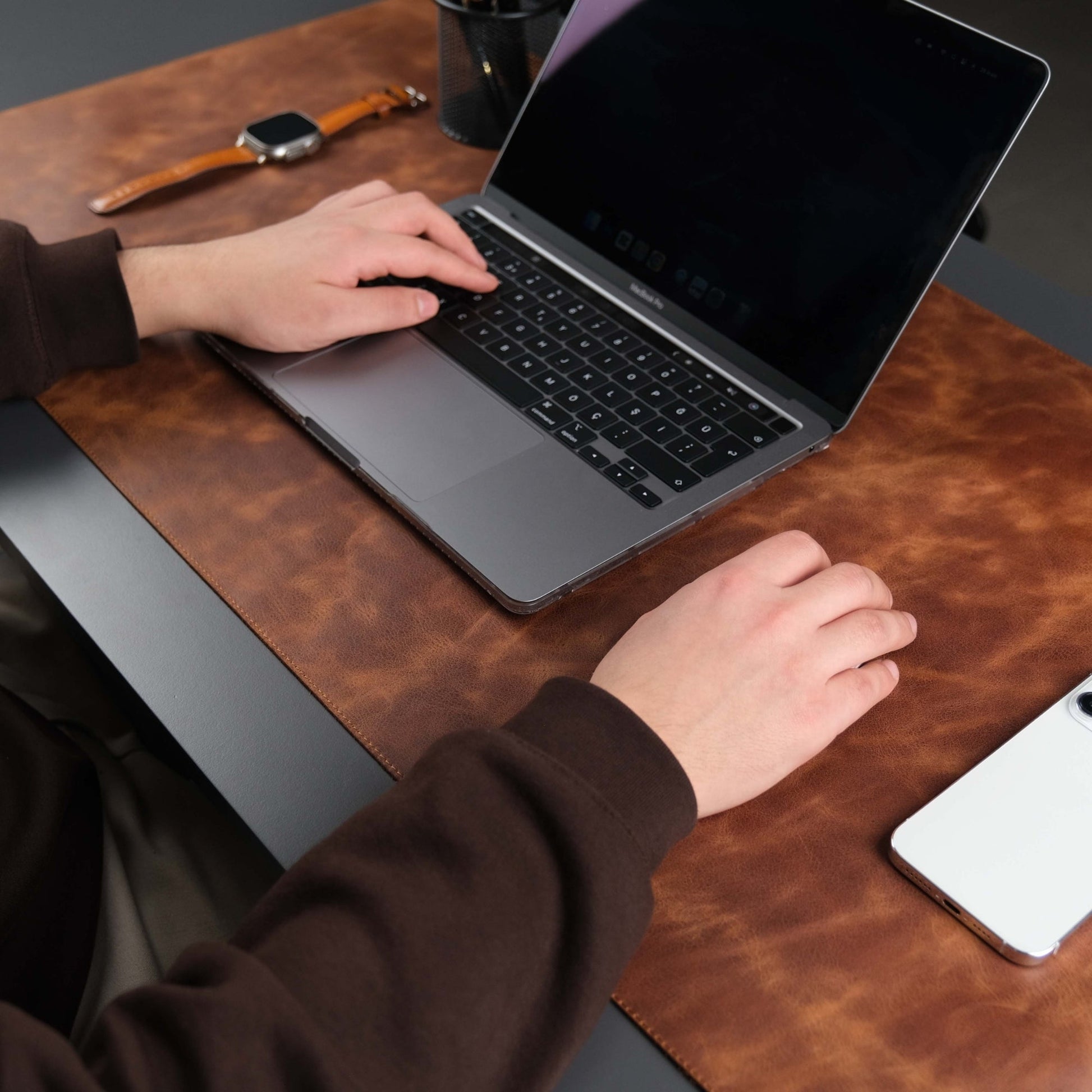 Jersey Antic Tan Leather Desk Pad for Office and Home - Concordia Style Boutique