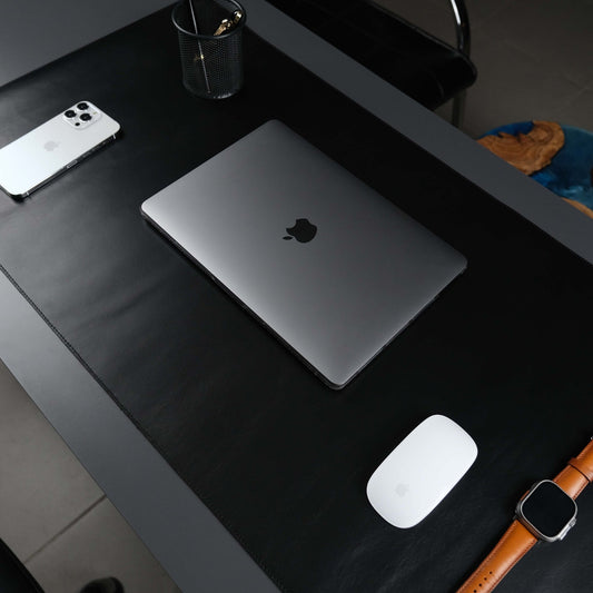 Jersey Black Leather Desk Pad for Office and Home - Concordia Style Boutique