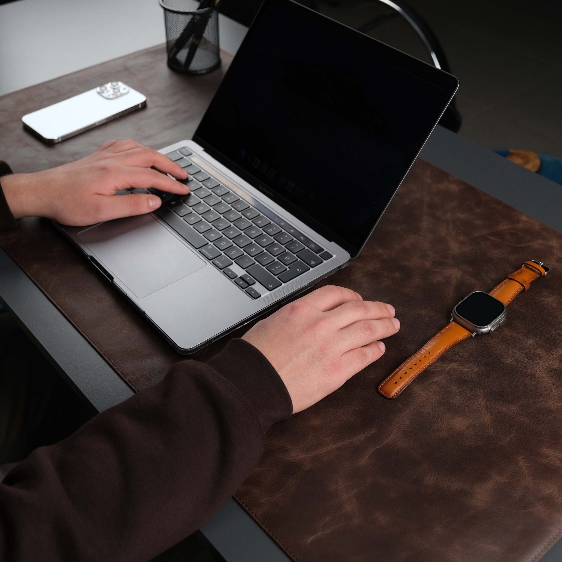 Jersey Dark Brown Leather Desk Pad for Office and Home - Concordia Style Boutique