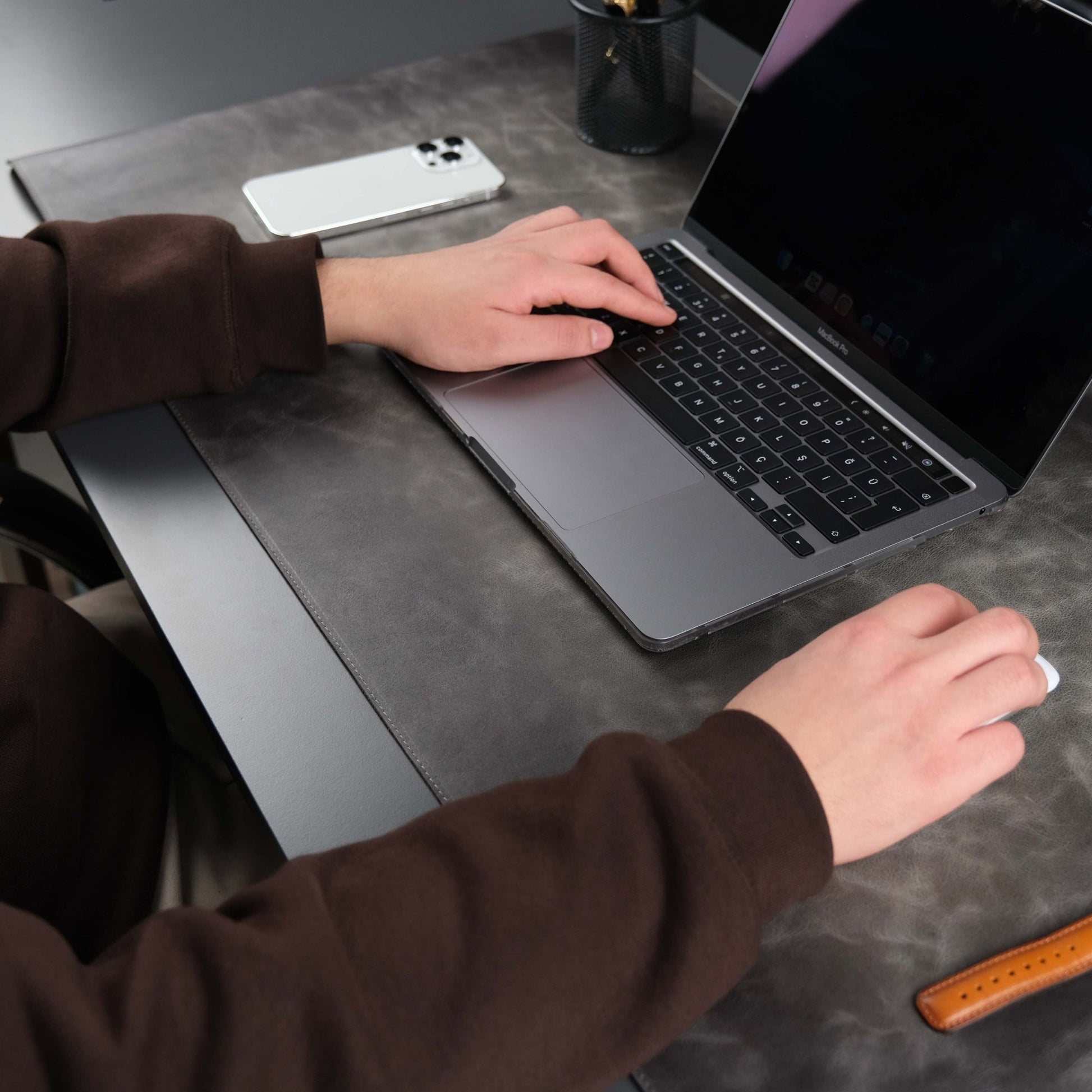 Jersey Grey Leather Desk Pad for Office and Home - Concordia Style Boutique