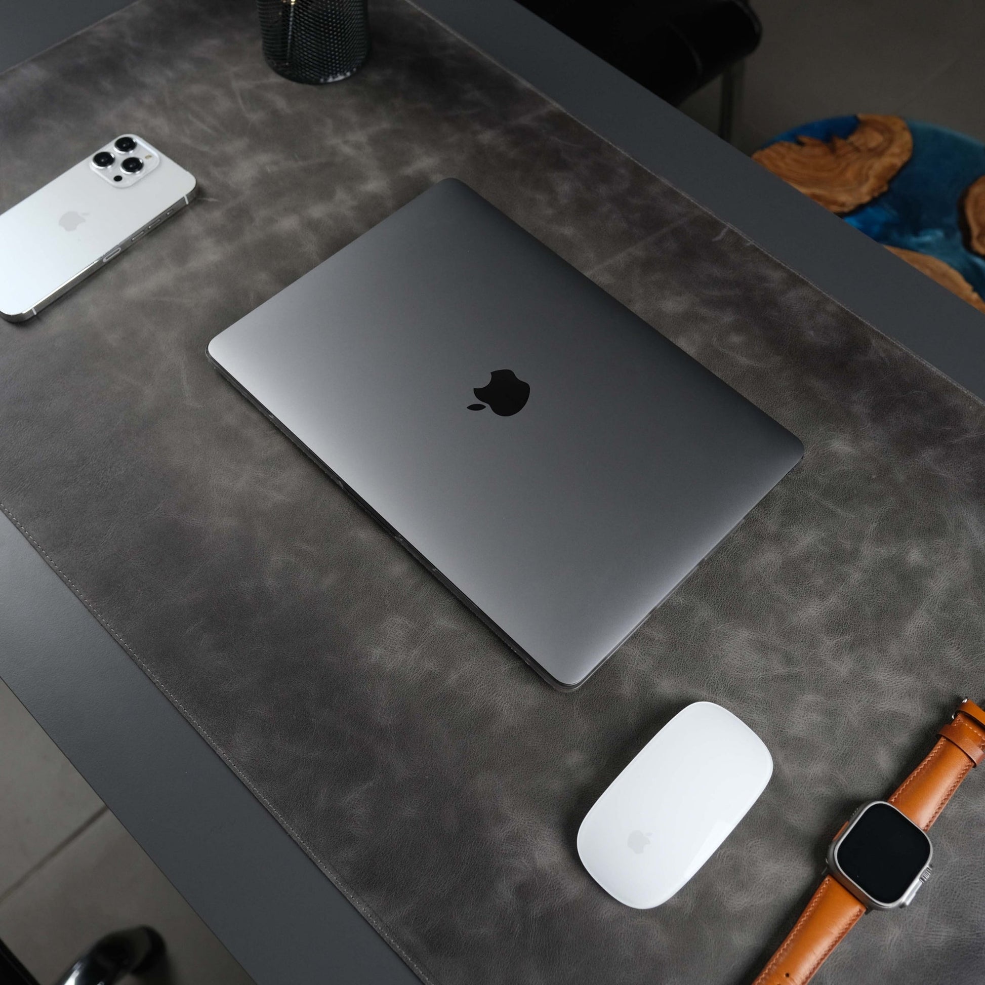 Jersey Grey Leather Desk Pad for Office and Home - Concordia Style Boutique