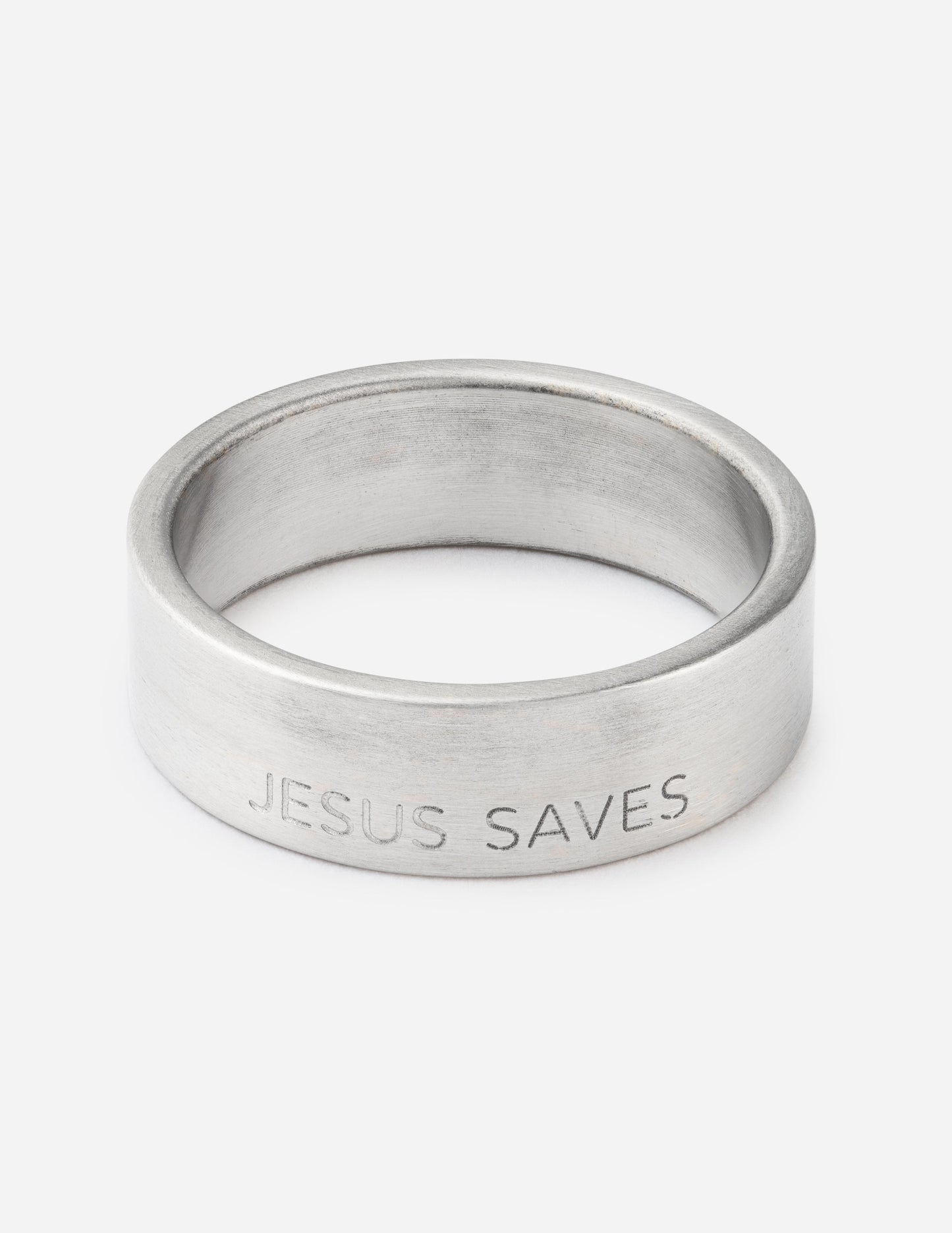Jesus Saves Matte Silver Ring - Concordia Style Boutique