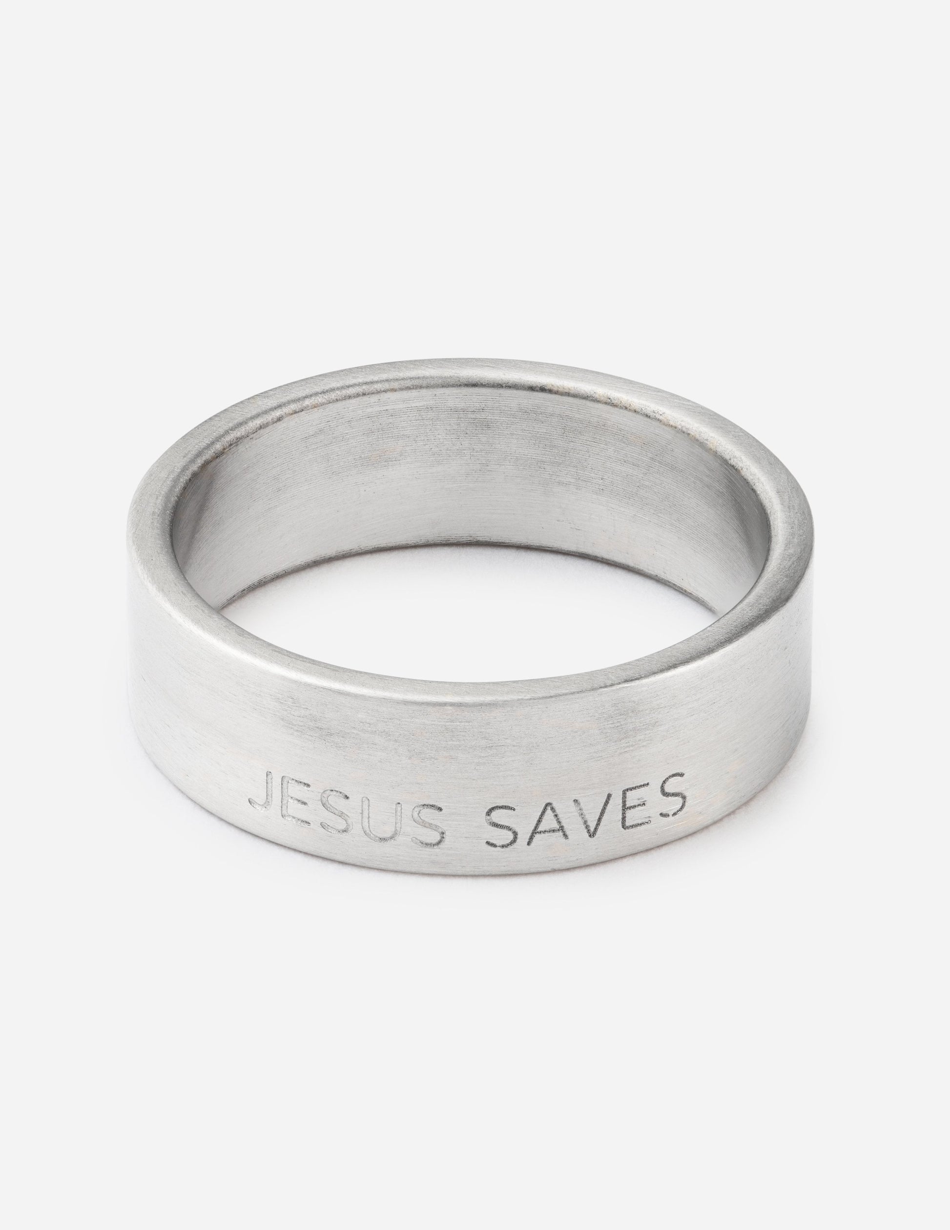 Jesus Saves Matte Silver Ring - Concordia Style Boutique