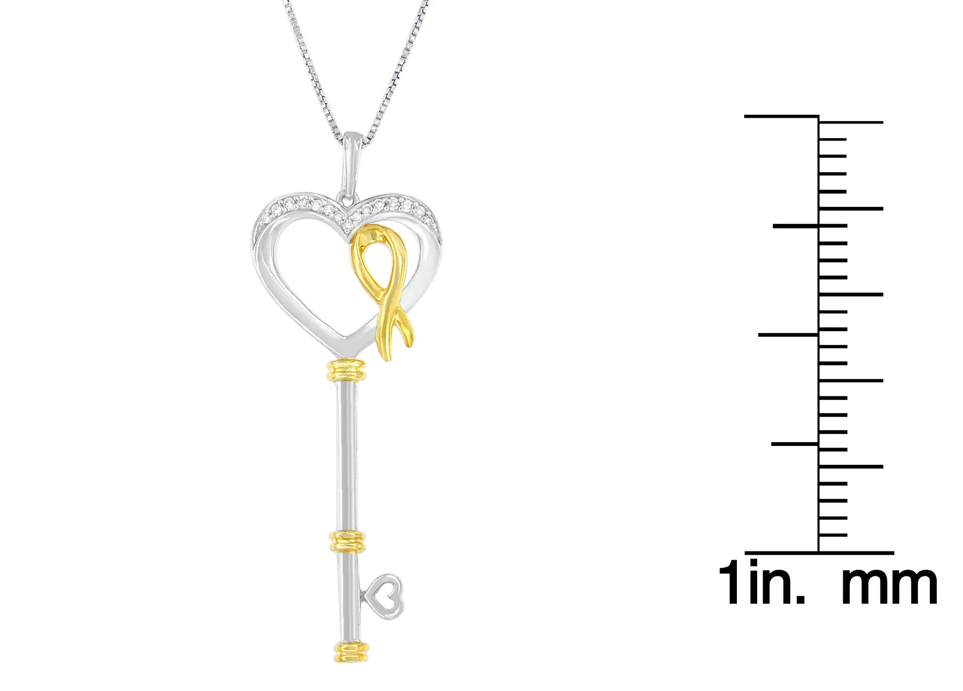 10k Two-Tone Gold-Plated Sterling Silver 1/10 ct TDW Round Cut Diamond Key to My Heart Pendant Necklace (H-I, I1-I2) - Concordia Style Boutique