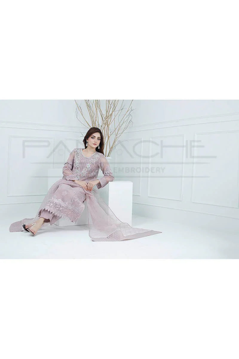 Panache - K-217 Lilac 3 Piece Embroidered Khaddi Net Suit