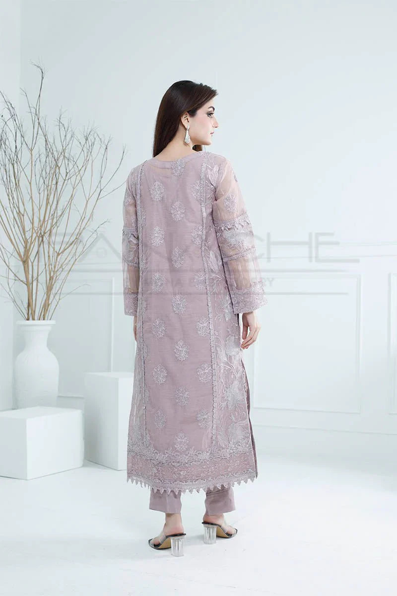 Panache - K-217 Lilac 3 Piece Embroidered Khaddi Net Suit