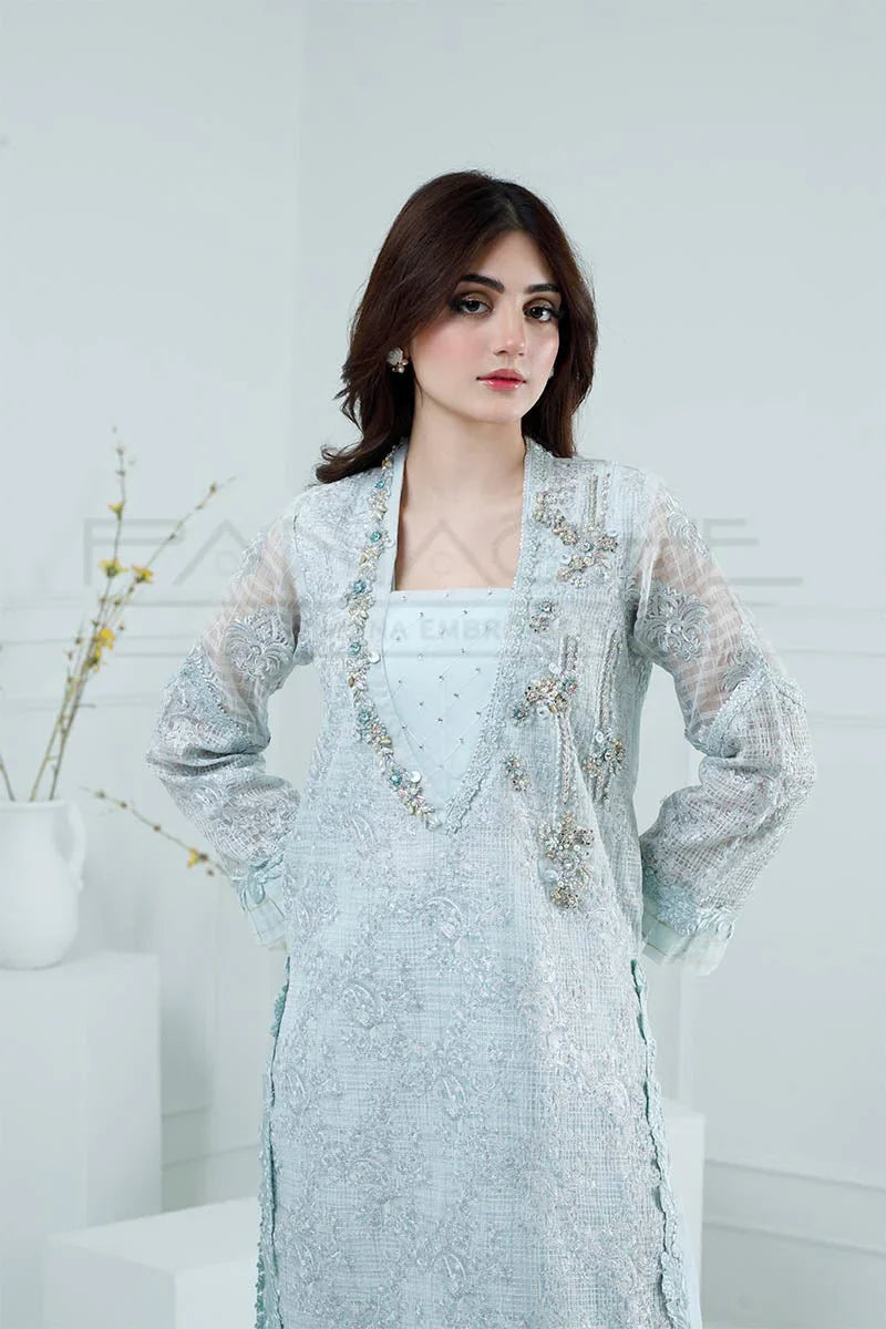 Panache - K-226 Silhouette Secret 3 Piece Embroidered Khaddi Net Suit