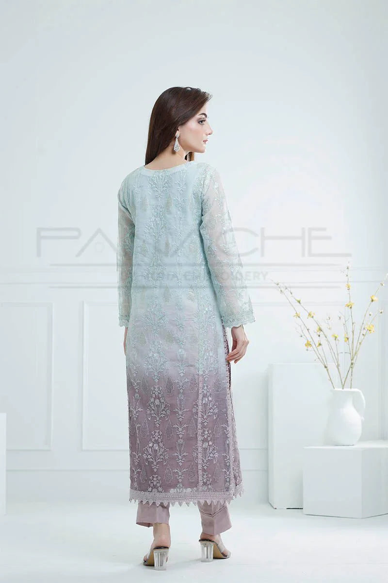 Panache - K-229 Frost And Blossom 3 Piece Embroidered Khaddi Net Suit