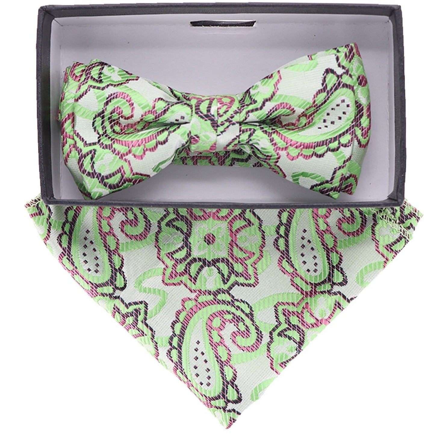 Vittorio Farina Boy's Floral Print Design Bow Tie & Pocket Square in Gift Box