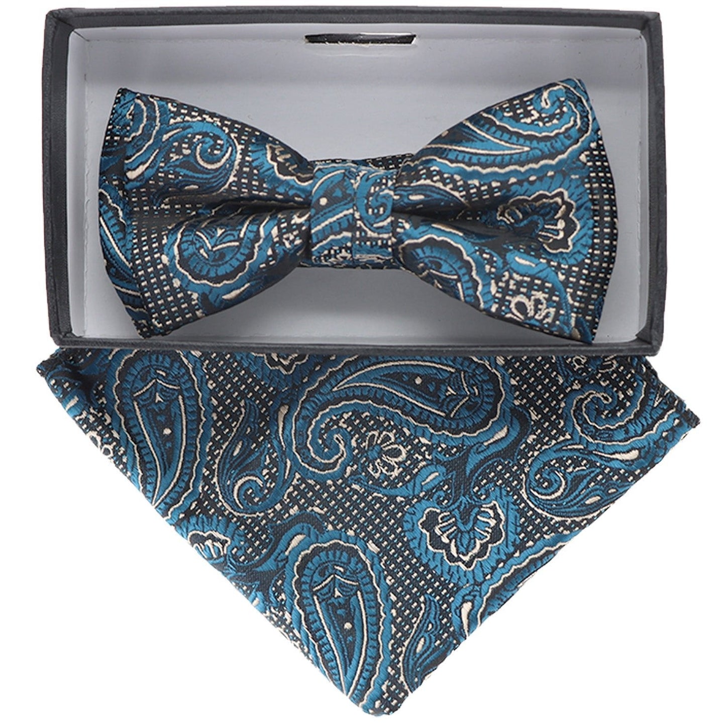 Vittorio Farina Boy's Floral Print Design Bow Tie & Pocket Square in Gift Box