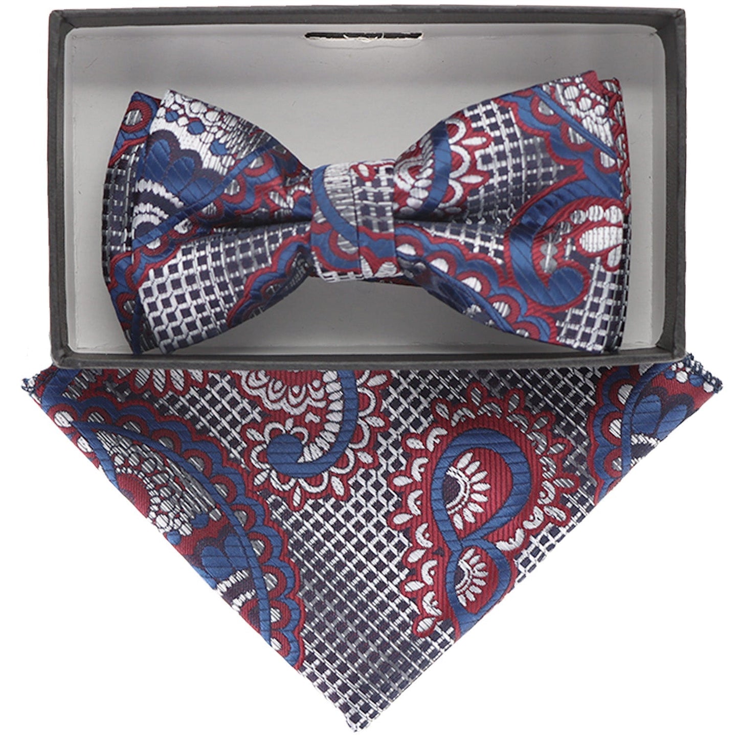 Vittorio Farina Boy's Floral Print Design Bow Tie & Pocket Square in Gift Box