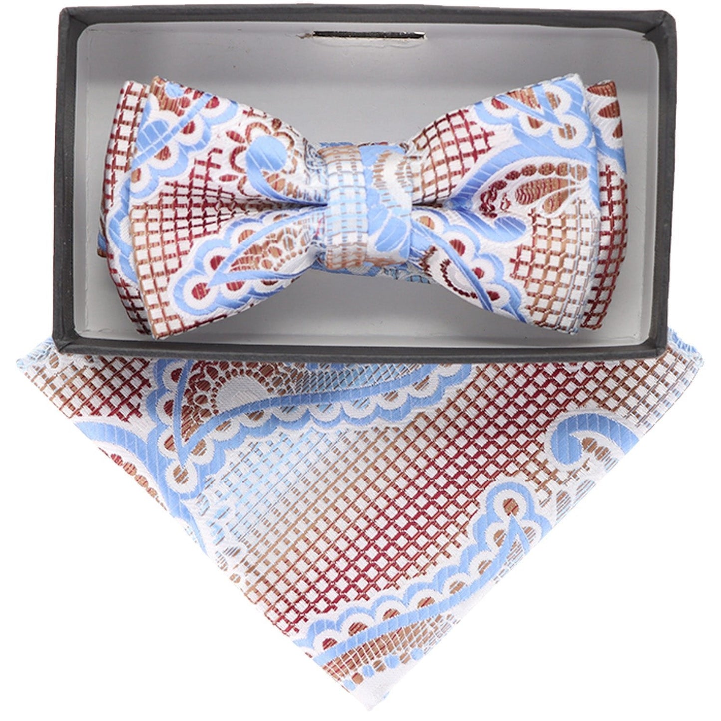 Vittorio Farina Boy's Floral Print Design Bow Tie & Pocket Square in Gift Box