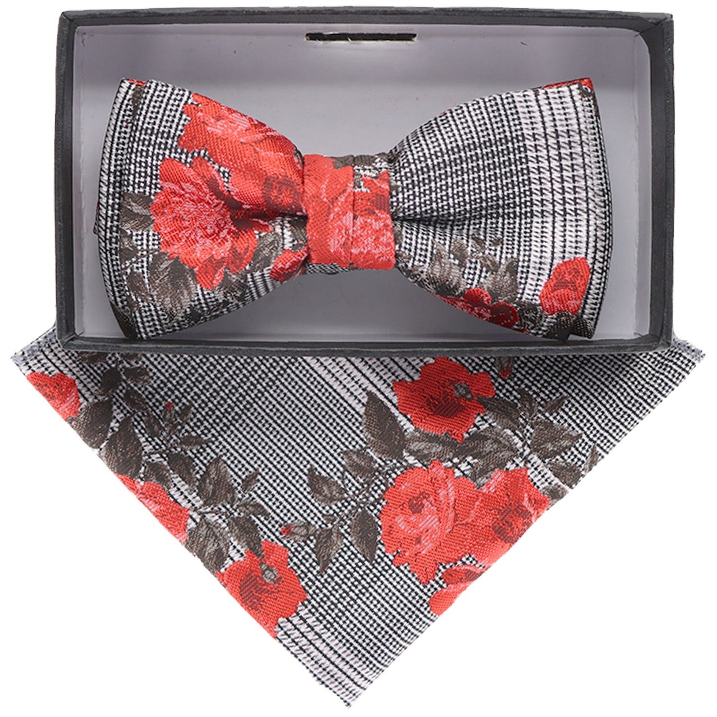 Vittorio Farina Boy's Floral Print Design Bow Tie & Pocket Square in Gift Box