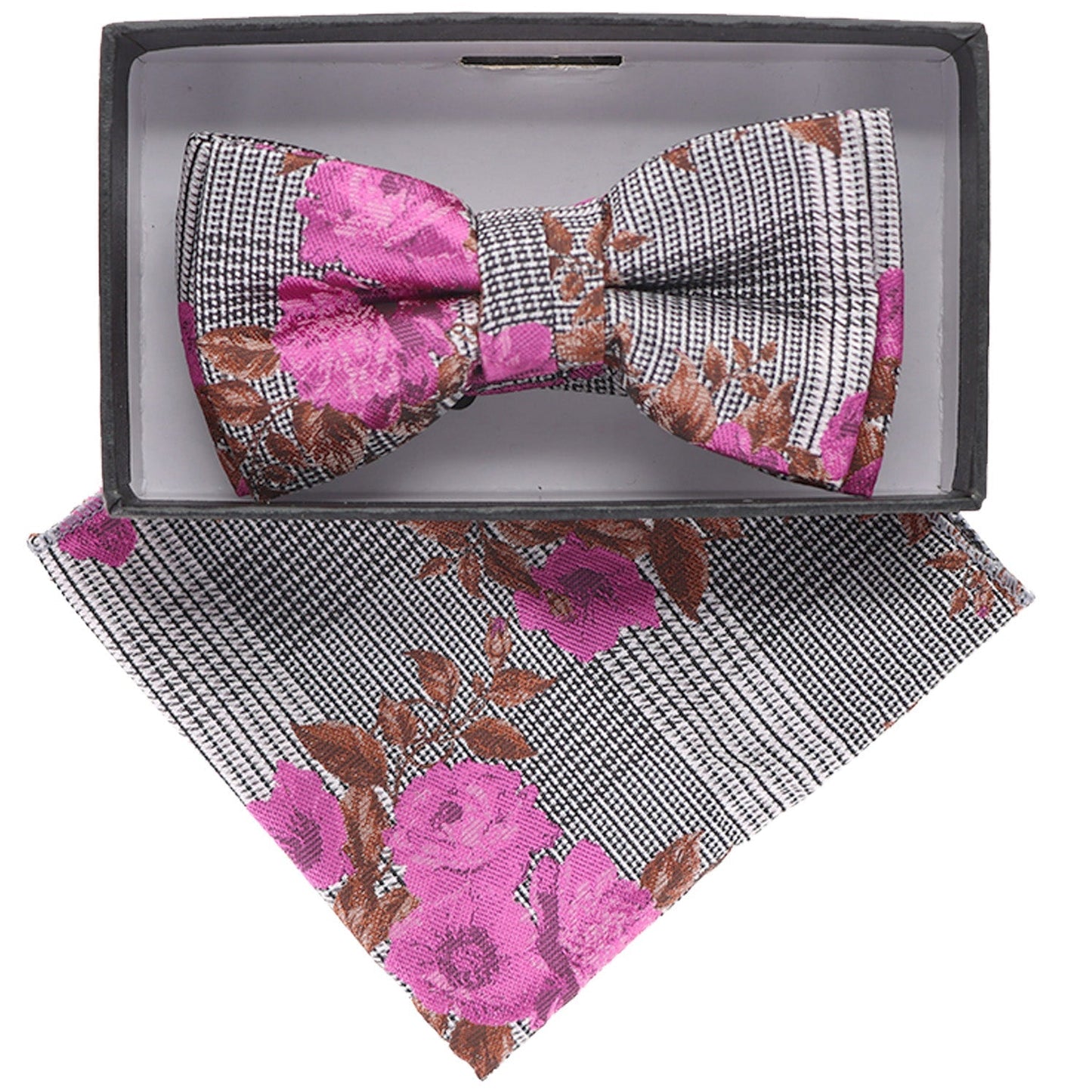 Vittorio Farina Boy's Floral Print Design Bow Tie & Pocket Square in Gift Box