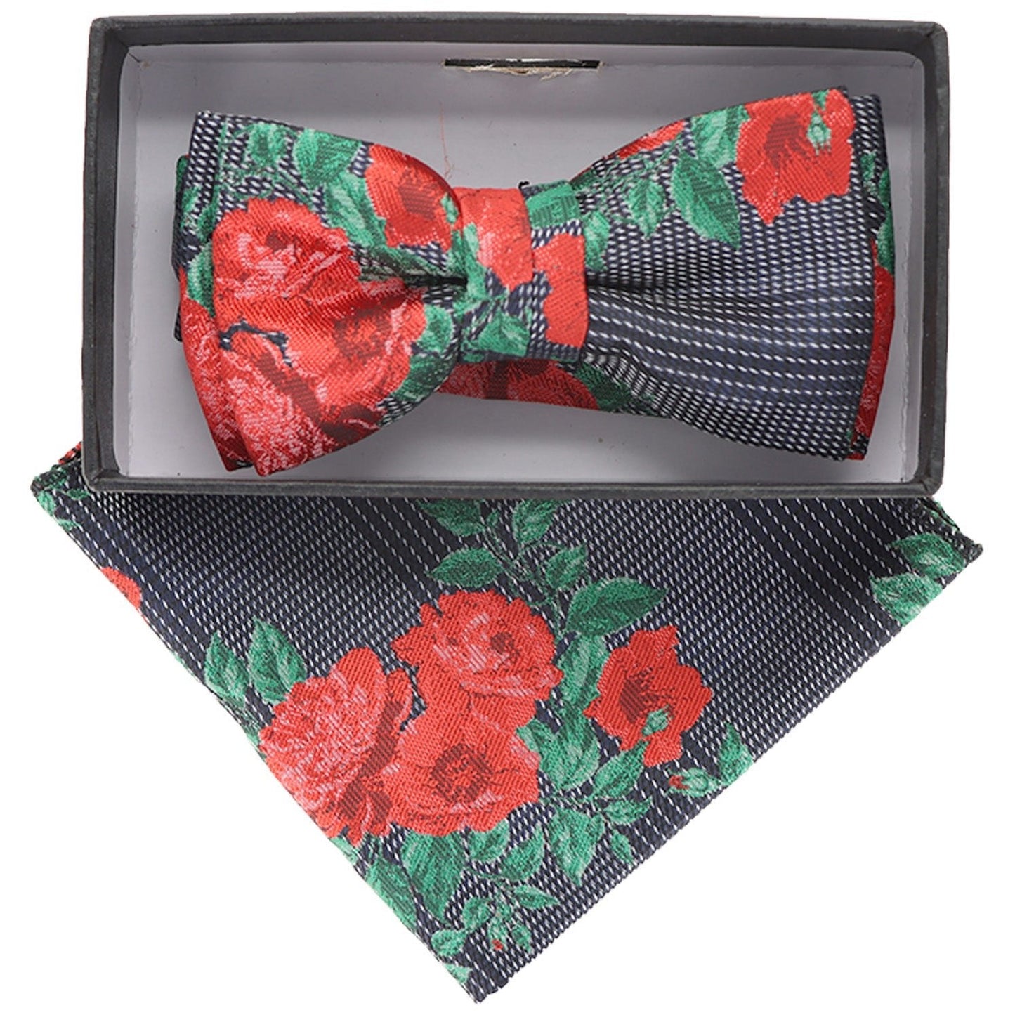 Vittorio Farina Boy's Floral Print Design Bow Tie & Pocket Square in Gift Box
