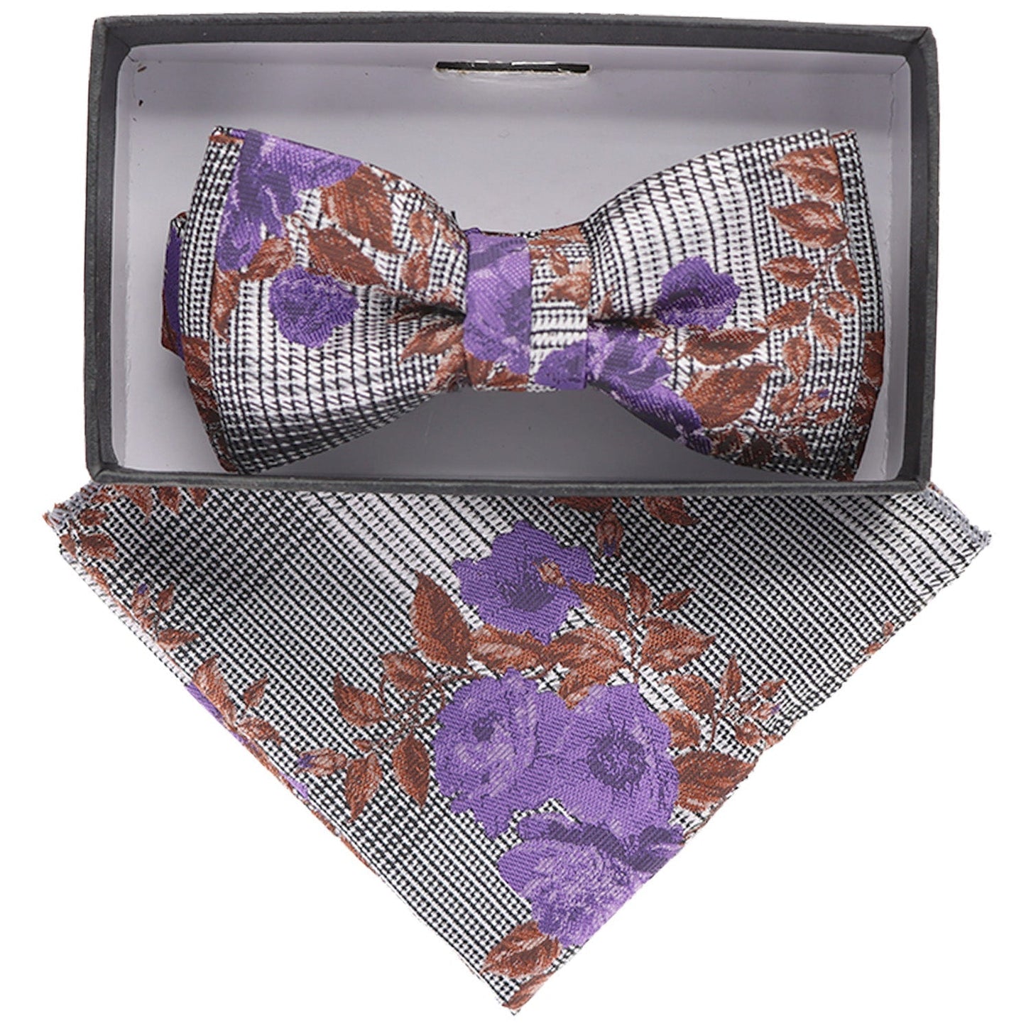 Vittorio Farina Boy's Floral Print Design Bow Tie & Pocket Square in Gift Box