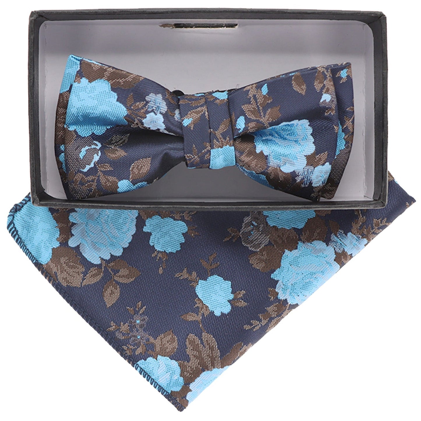 Vittorio Farina Boy's Floral Print Design Bow Tie & Pocket Square in Gift Box