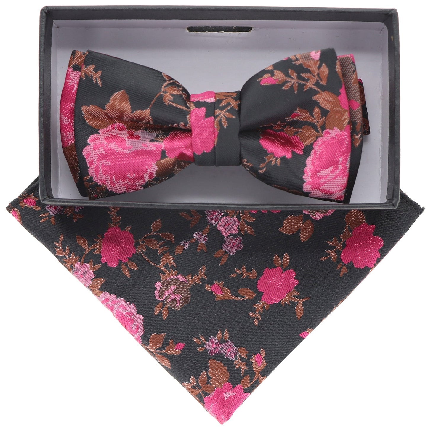 Vittorio Farina Boy's Floral Print Design Bow Tie & Pocket Square in Gift Box