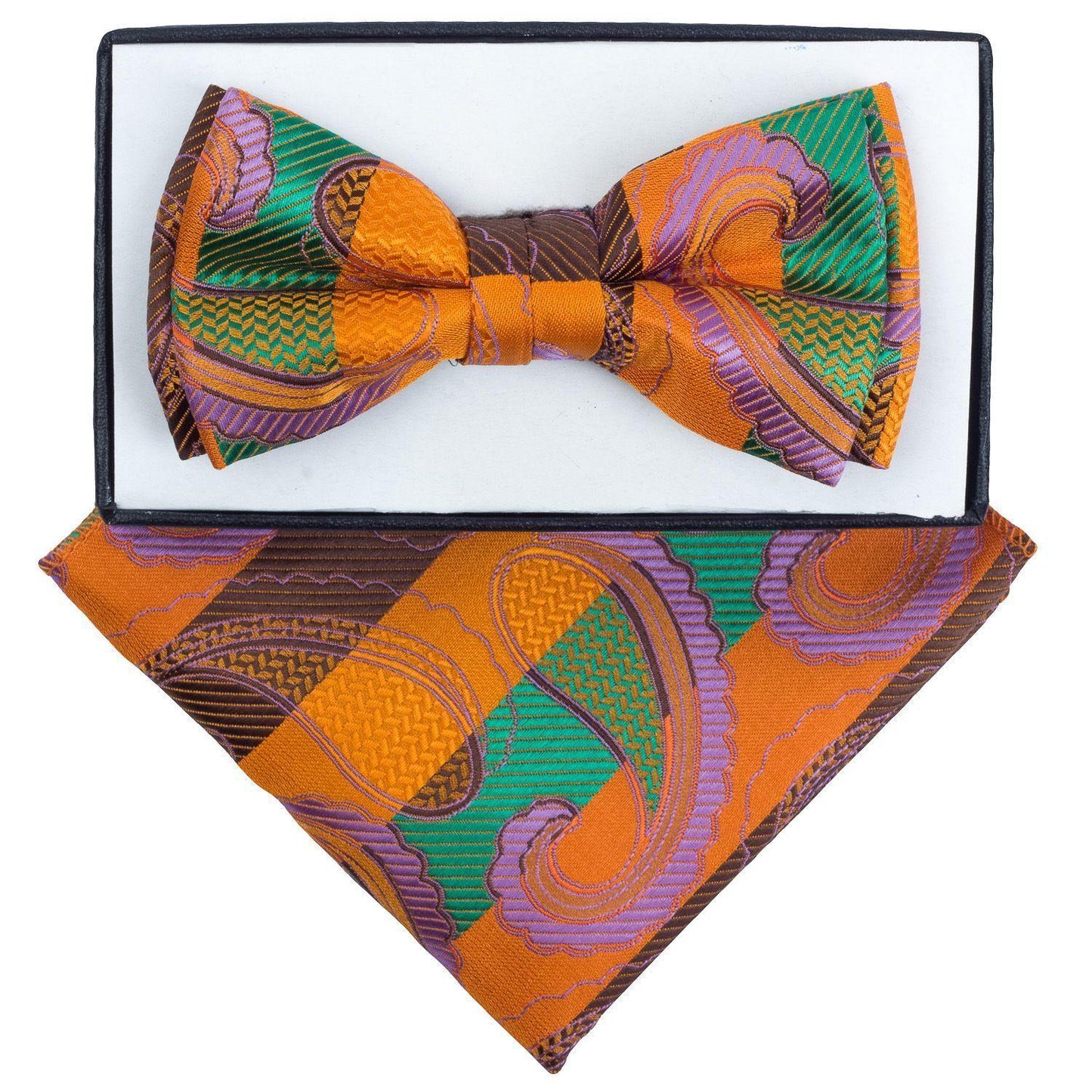Vittorio Farina Boy's Floral Print Design Bow Tie & Pocket Square in Gift Box