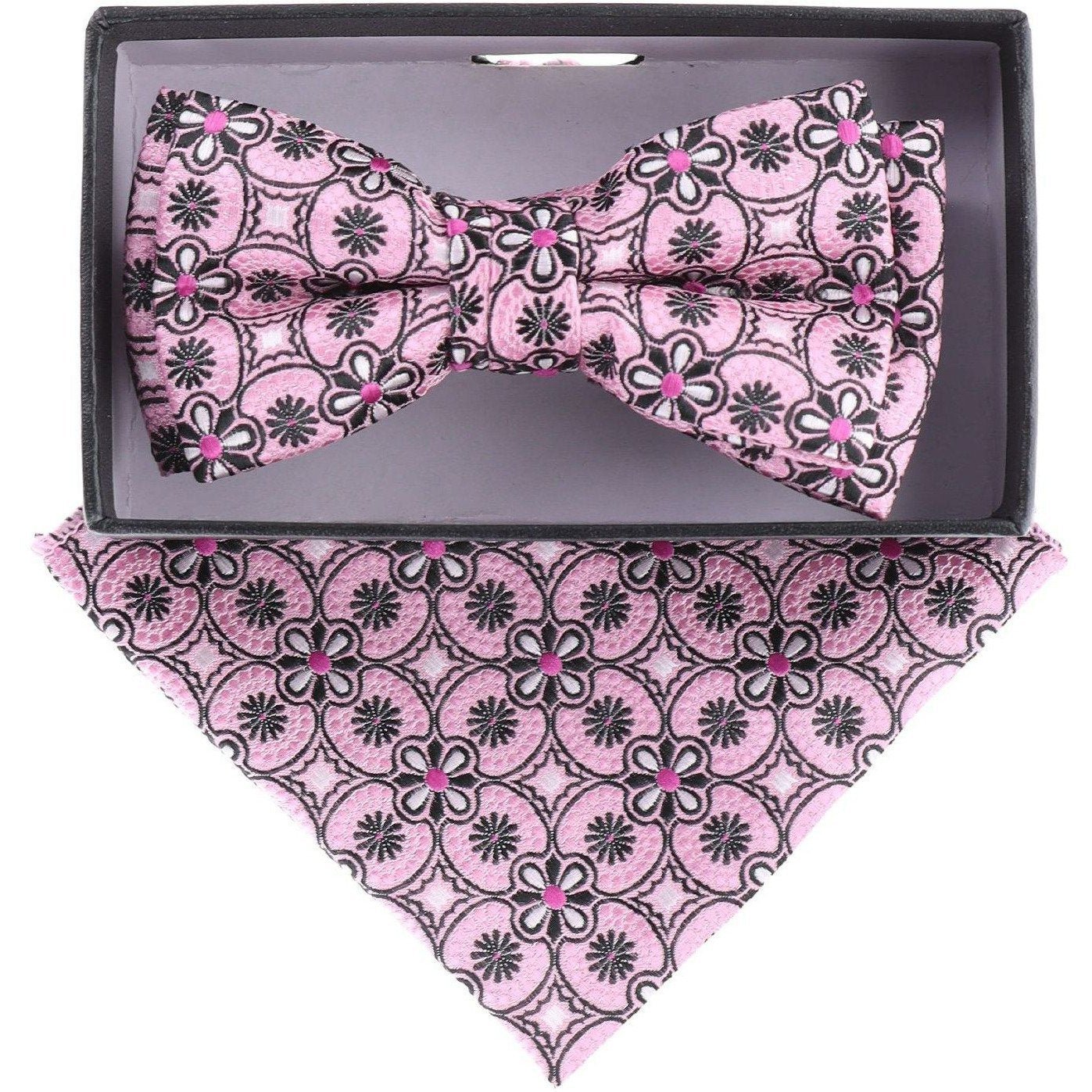 Vittorio Farina Boy's Floral Print Design Bow Tie & Pocket Square in Gift Box