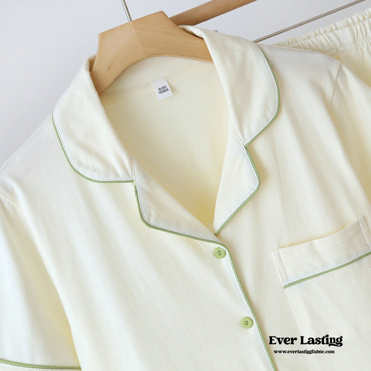 Key Lime Cotton Short Sleeves and Shorts Pajama Set / Yellow