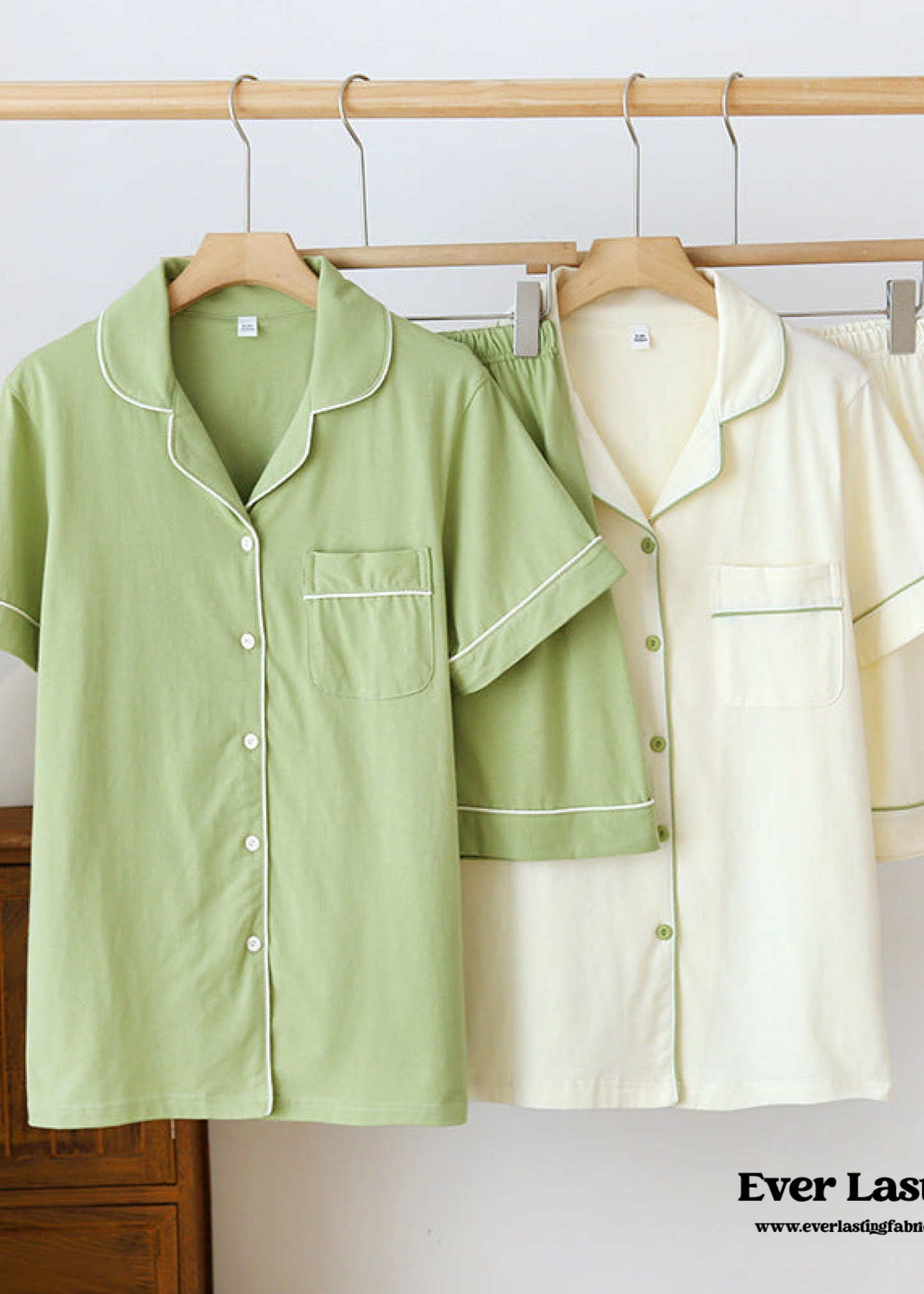 Key Lime Cotton Short Sleeves and Shorts Pajama Set / Yellow