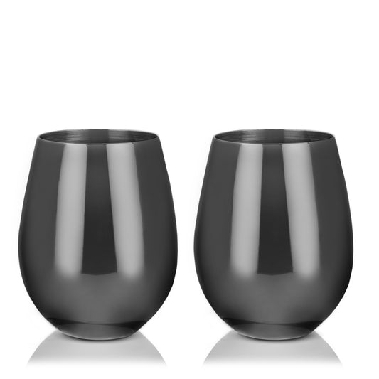 Stainless Steel Stemless Wine Glasses in Gunmetal Set of 2 - Premium Drinkware from Viski - Just $42.99! Shop now at Concordia Style Boutique