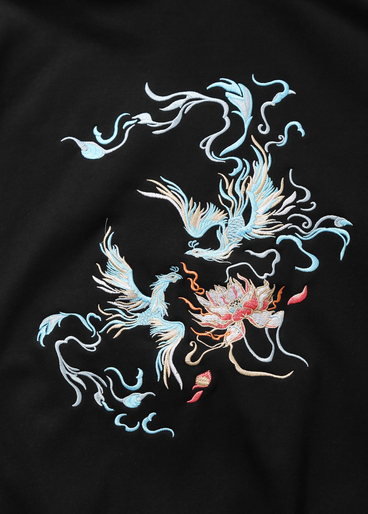 KH9010 Blue Phoenix Embroidery Hoodie