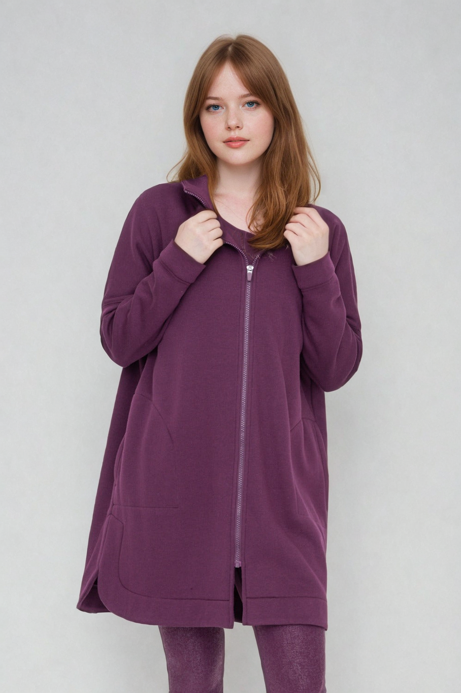 Cozy Comfort  Zip Up Hoodie Jacket  Burgundy