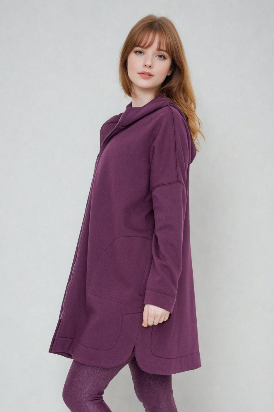 Cozy Comfort  Zip Up Hoodie Jacket  Burgundy