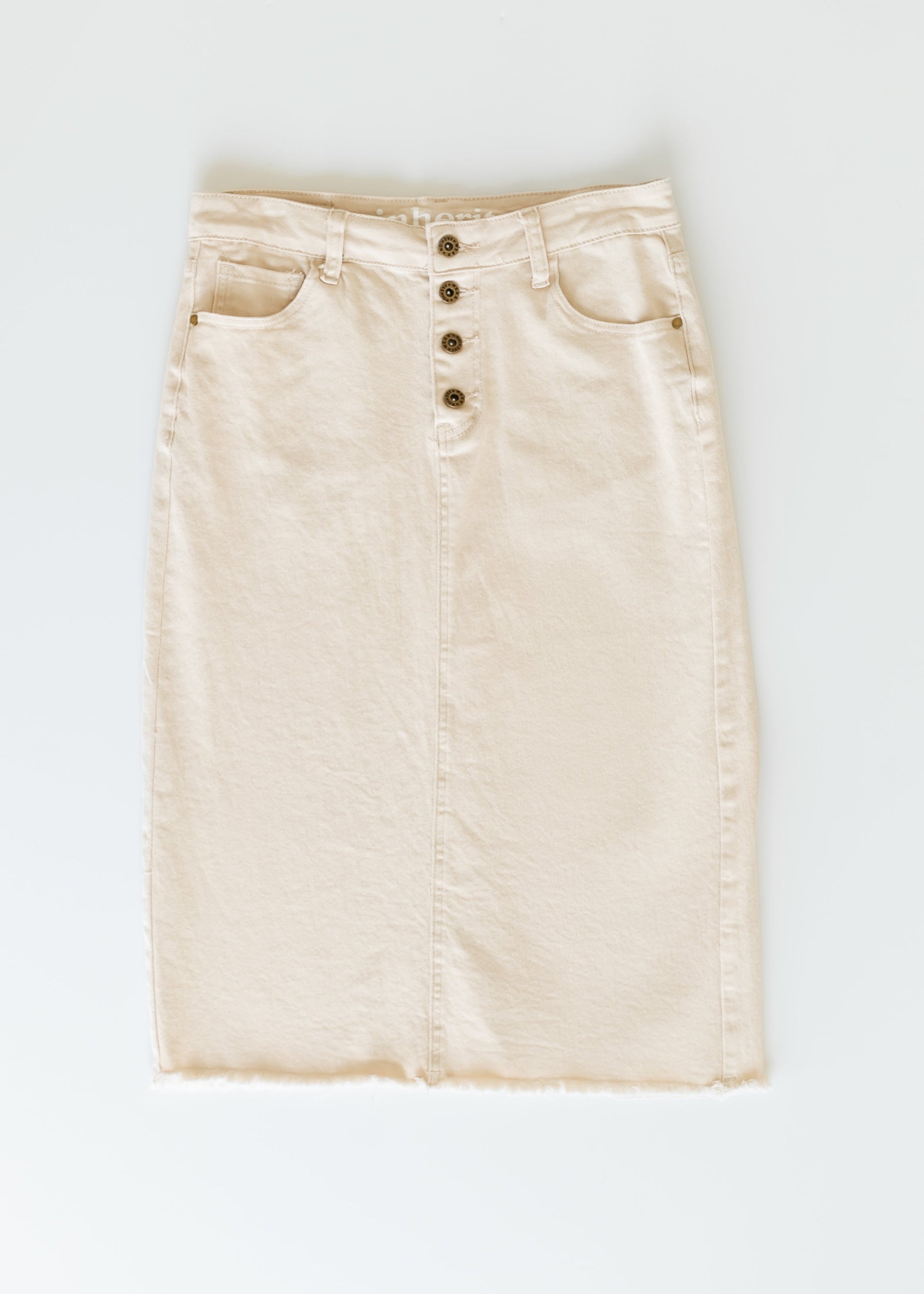 Kobe Raw Hem Denim Midi Skirt - Concordia Style Boutique