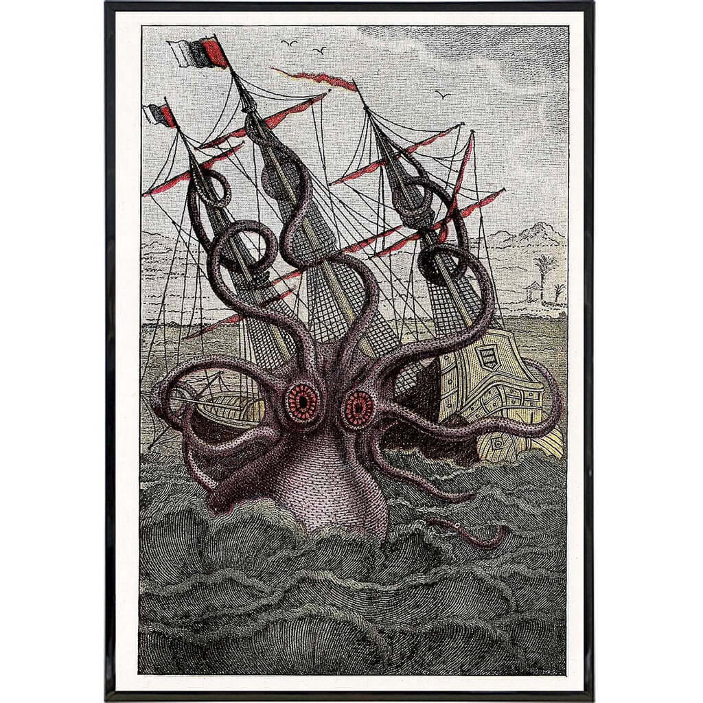 Kraken Illustration Vintage Print - Concordia Style Boutique