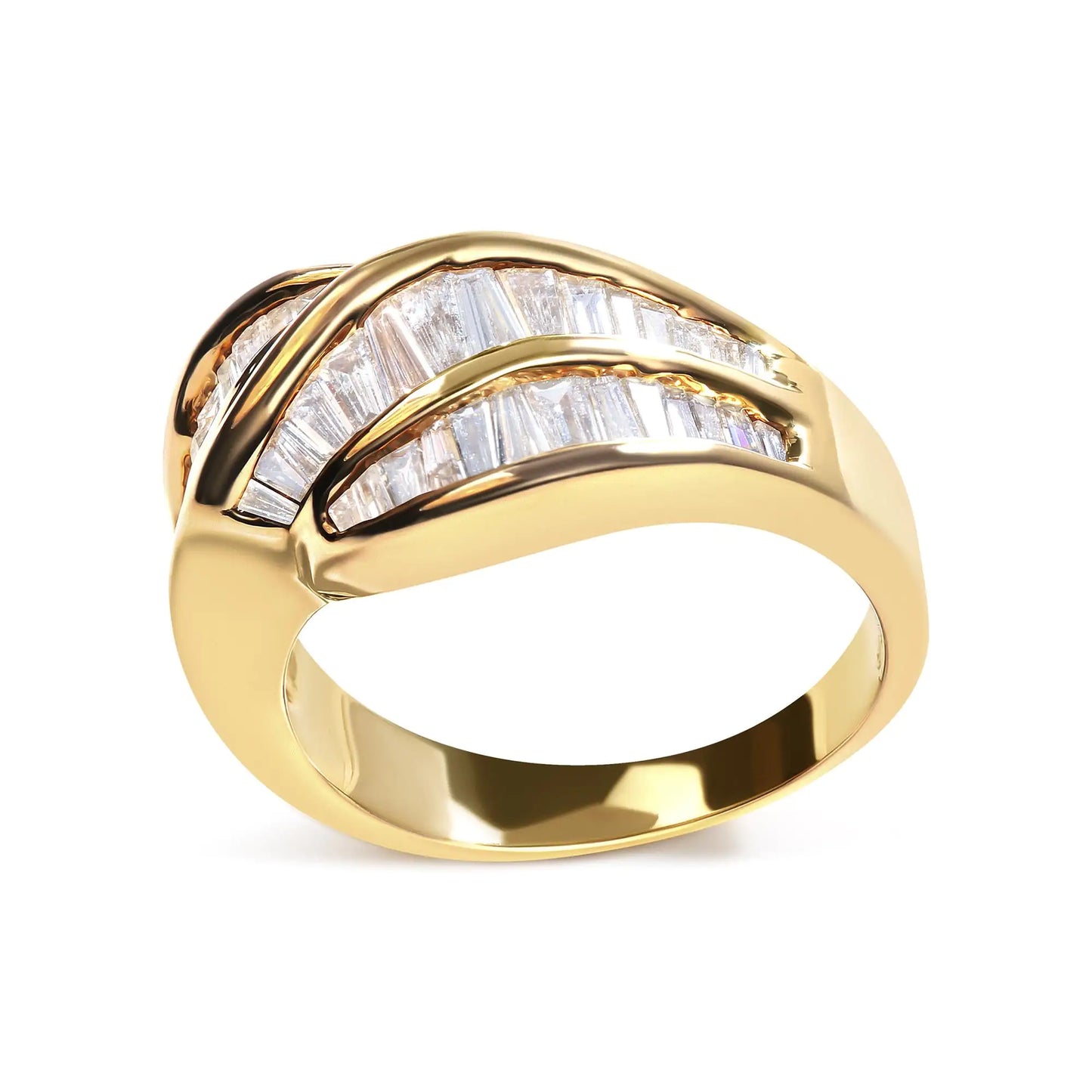 *Sold Out* 14K Yellow Gold Channel Set 1 1/3 Cttw Diamond Swirl and Weave Ring Band (H-I Color, SI1-SI2 Clarity) - Concordia Style Boutique