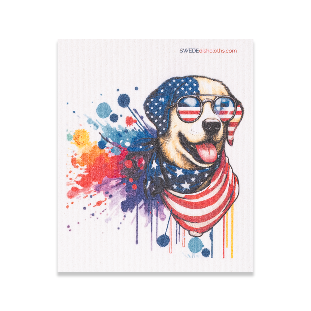 Eco-Friendly Swedish Dishcloths - Mixed Patriotic Dogs Set of 3 (Paper Towel Replacements, One of Each Design) - Concordia Style Boutique