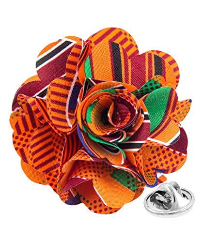 Vittorio Vico Unisex Kente Satin Flower Lapel Pin